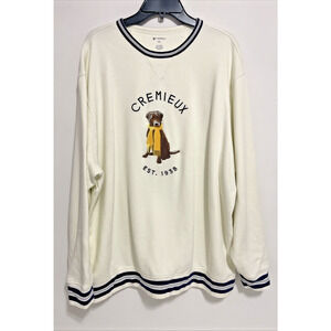 Cremieux Sweatshirt Mens Large Ivory Embroidered Chuck Crewneck Blue Label New